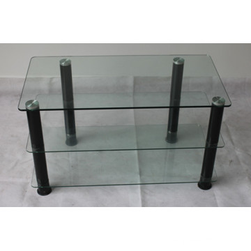 3 Shelves Clear Glass TV Stand
